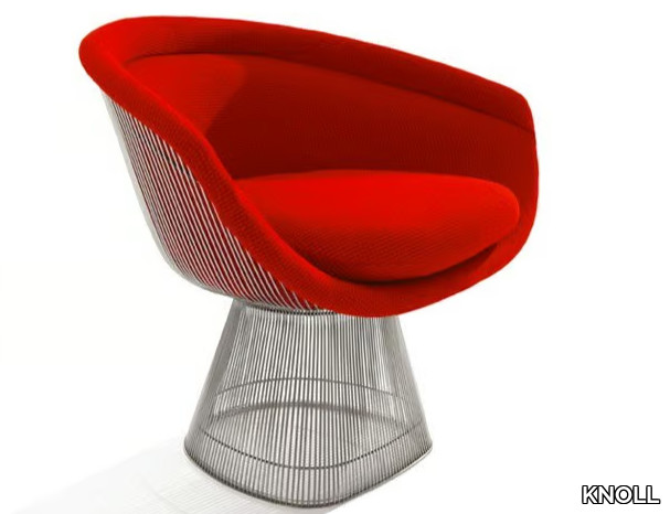 PLATNER - Upholstered steel and fabric easy chair with armrests _ KNOLL