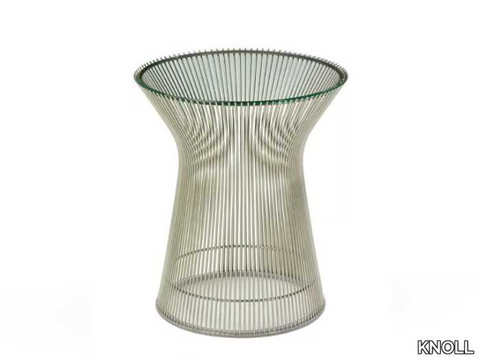 PLATNER - Round crystal and steel side table _ KNOLL