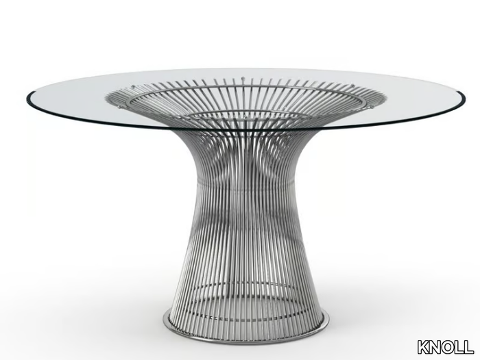 PLATNER - Round glass and steel table _ KNOLL