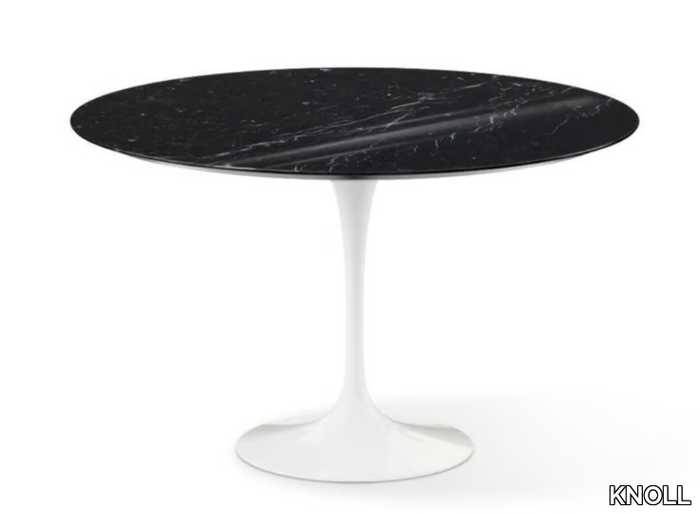 TULIP - Round table with marble top and aluminium base _ KNOLL