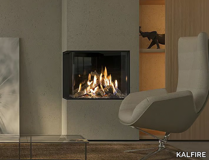 GP65/55C - Wall-mounted corner gas fireplace _ KALFIRE