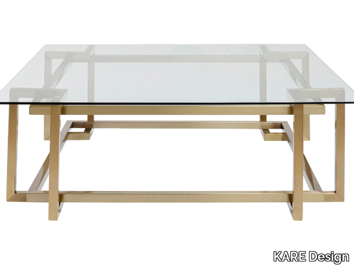 CLARA GOLD - Rectangular Glass and Stainless Steel high side table _ KARE Design