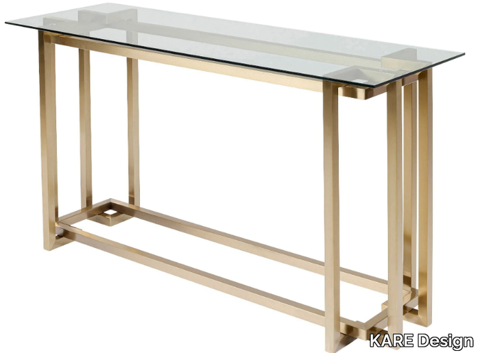 CLARA GOLD - Rectangular Glass and Stainless Steel console table _ KARE Design