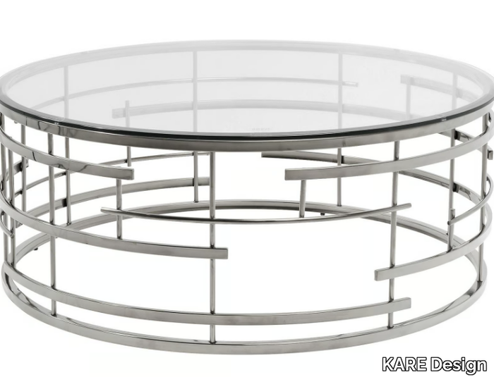 JUPITER - Stainless steel and glass high side table _ KARE Design