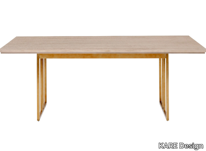 CESARO - Rectangular stainless steel and wood veneer table _ KARE Design