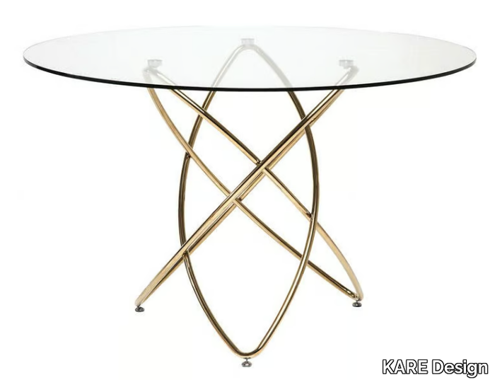 MOLEKULAR GOLD - Round Glass and Stainless Steel dining table _ KARE Design