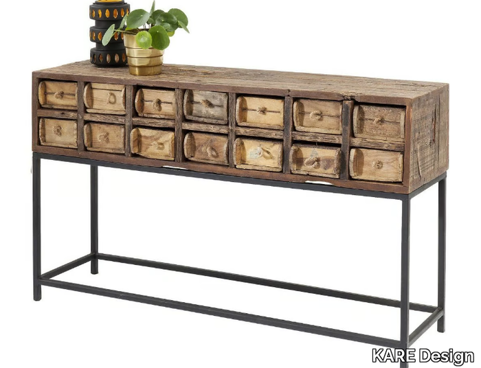 BASTIDON - Rectangular reclaimed wood console table with drawers _ KARE Design