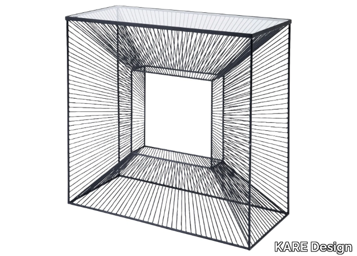 DIMENSION CONSOLE - Rectangular glass and steel side table _ KARE Design