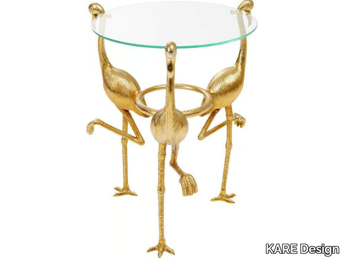 FLAMINGO - Round glass and aluminium coffee table for living room _ KARE Design