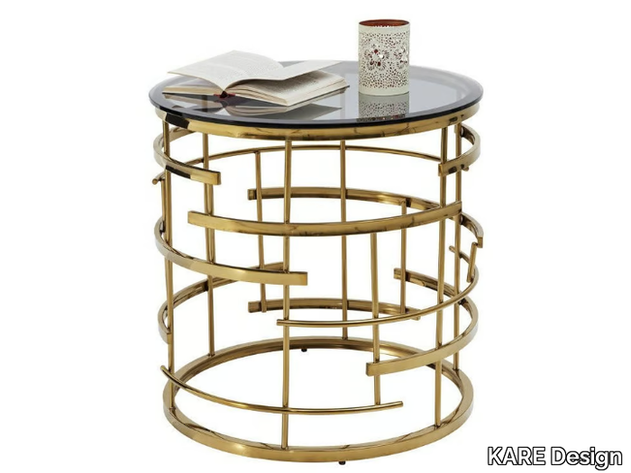 JUPITER - Round glass and steel side table _ KARE Design