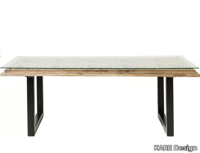 KALIF - Rectangular wood and glass dining table _ KARE Design