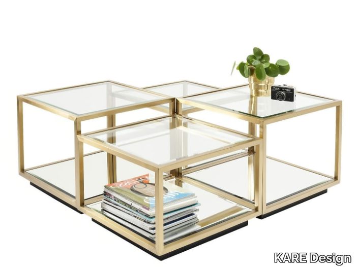 LUIGI GOLD - Modular Glass and Stainless Steel coffee table _ KARE Design