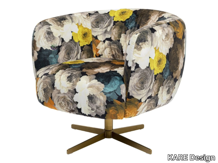 PEONY - Swivel fabric armchair with armrests with 4-spoke base _ KARE Design
