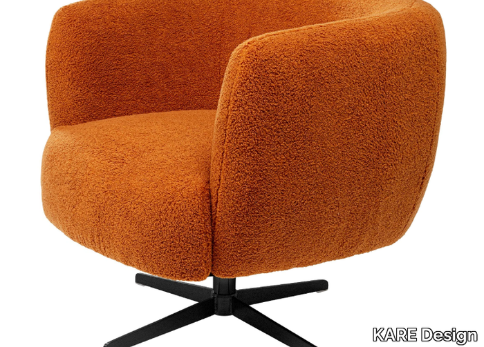 PEONY FUZZY - Swivel fabric armchair with 4-spoke base _ KARE Design