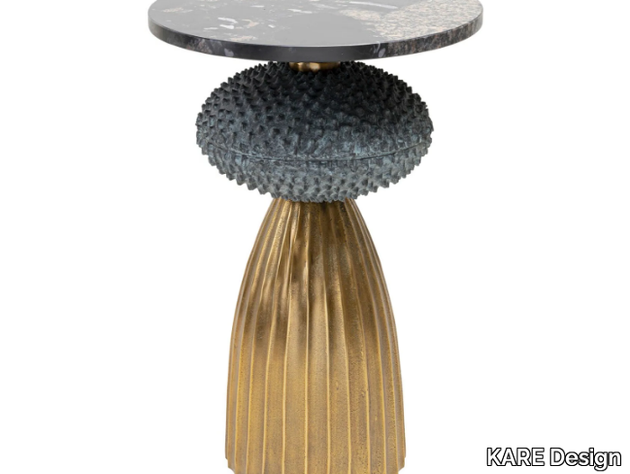 MASHA - Round high side table with metal base and marble top _ KARE Design