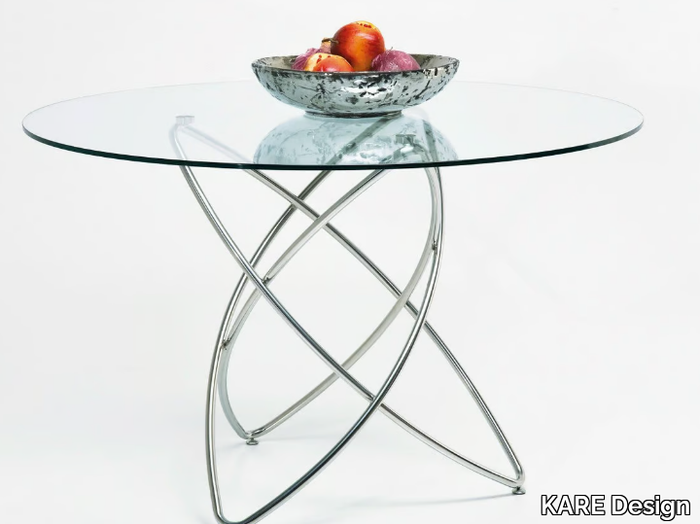 MOLEKULAR - Round Glass and Stainless Steel table _ KARE Design