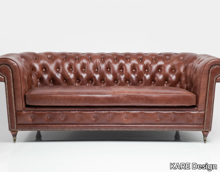 OXFORD VINTAGE ECO - 3 seater tufted leather sofa _ KARE Design