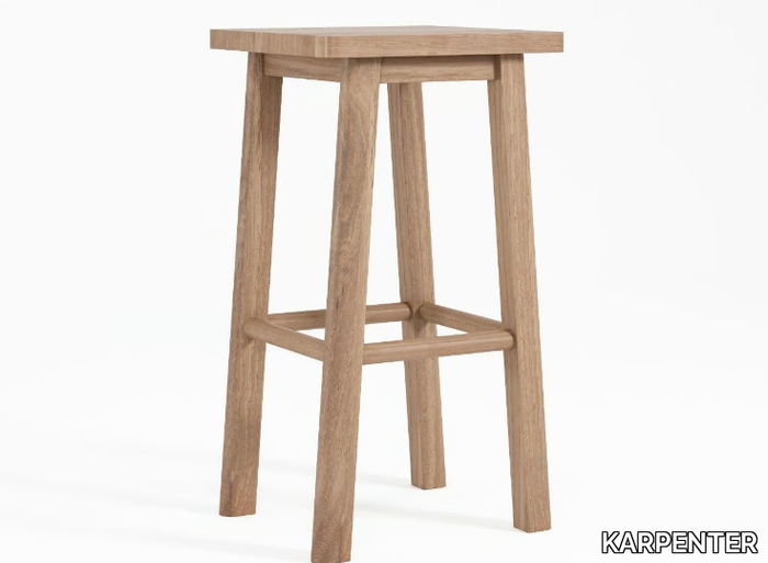 CIRCA17 - Solid wood barstool with footrest _ KARPENTER