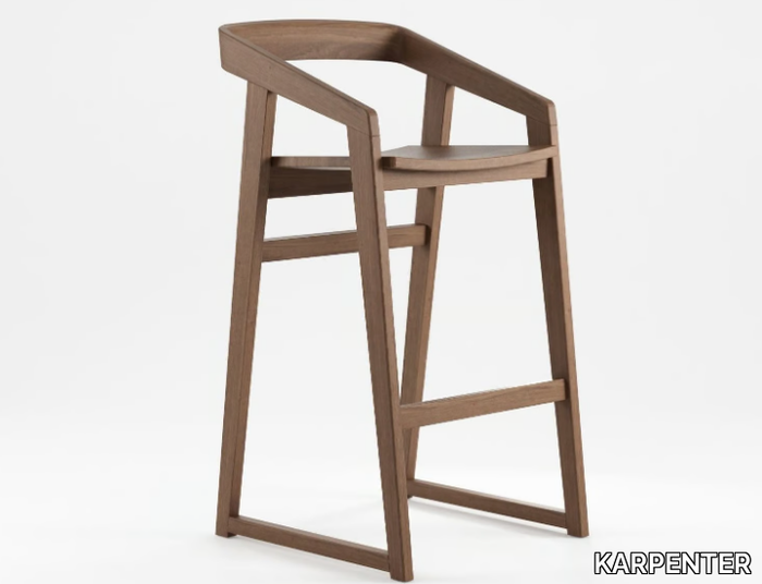 EXPERIENCE - Solid wood barstool with footrest _ KARPENTER