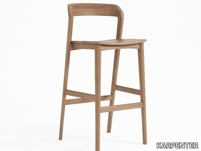 GRASSHOPPER - Solid wood barstool with footrest _ KARPENTER