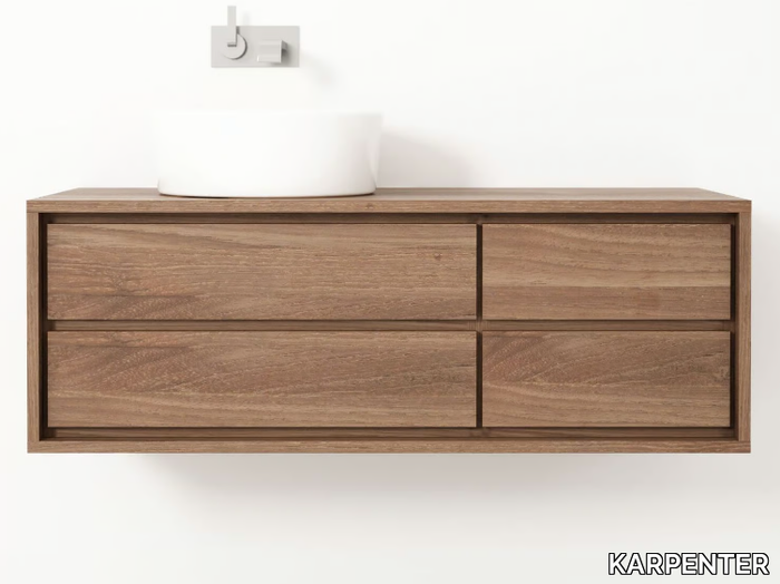 PARKER - Single wall-mounted wooden vanity unit with drawers _ KARPENTER