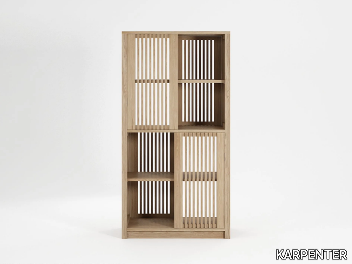 VERTICAL DIVIDER - Wooden vertical rack with sliding doors _ KARPENTER