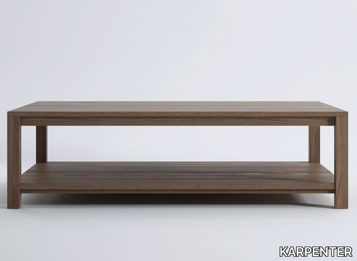 SOLID - Rectangular wooden coffee table with integrated magazine rack _ KARPENTER