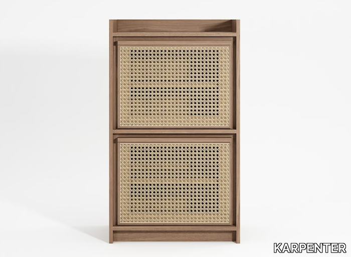 ROOTS - Solid wood and rattan highboard with 2 doors _ KARPENTER