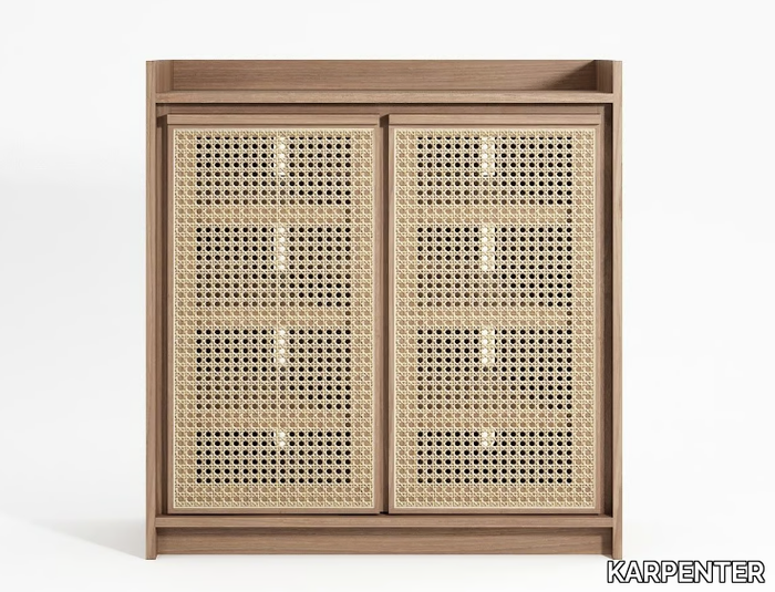 ROOTS - Solid wood and rattan shoe cabinet _ KARPENTER