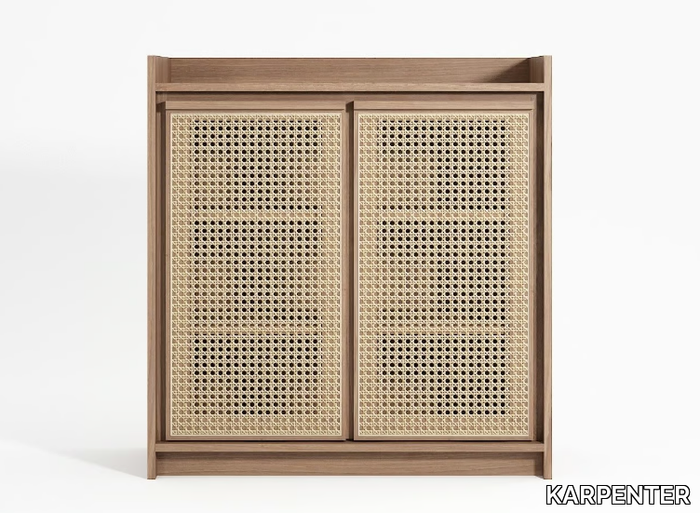 ROOTS - Solid wood and rattan sideboard with doors _ KARPENTER