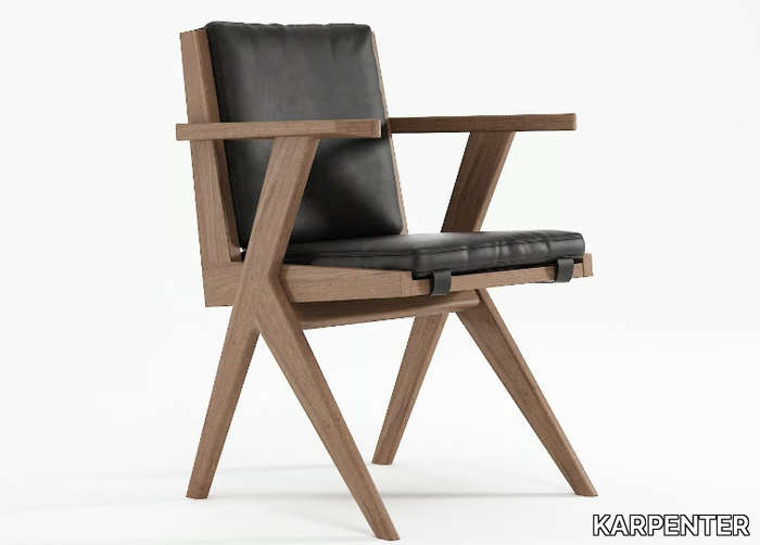 TRIBUTE - Upholstered solid wood chair with armrests _ KARPENTER