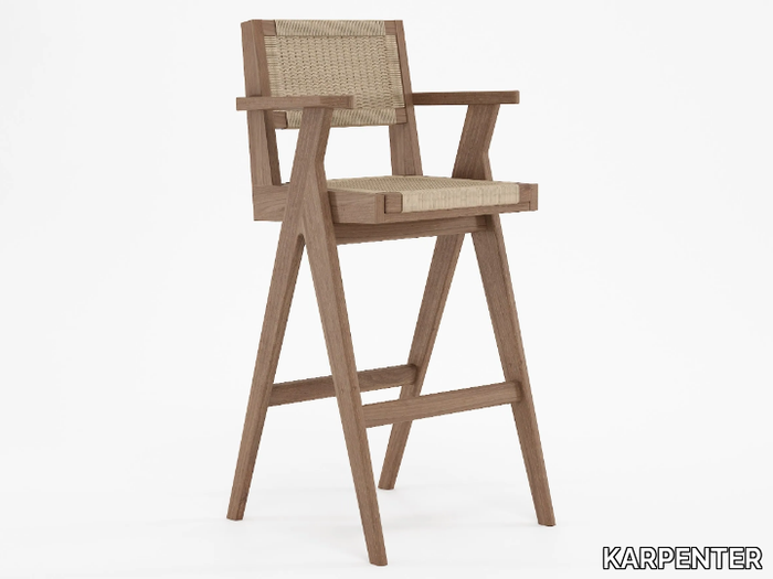 TRIBUTE - Solid wood barstool with armrests _ KARPENTER