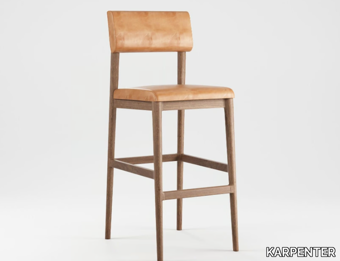 VINTAGE - Upholstered solid wood barstool _ KARPENTER