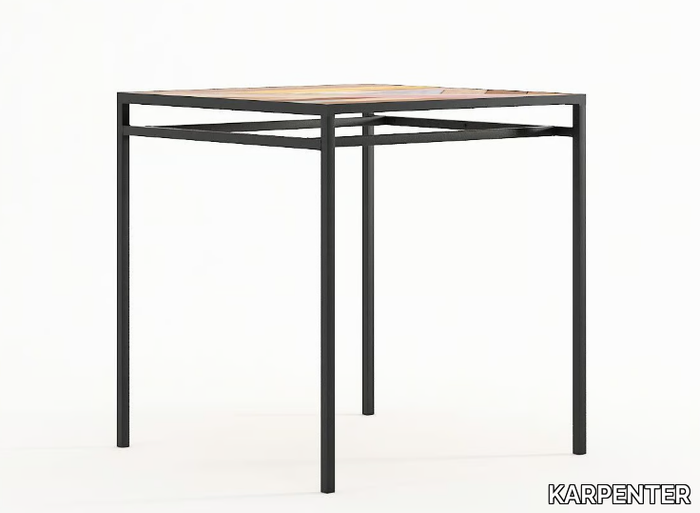 PLANKE - Square reclaimed wood dining table _ KARPENTER