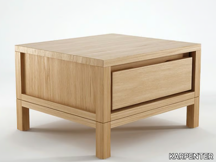 SOLID - Square wooden bedside table with drawers _ KARPENTER