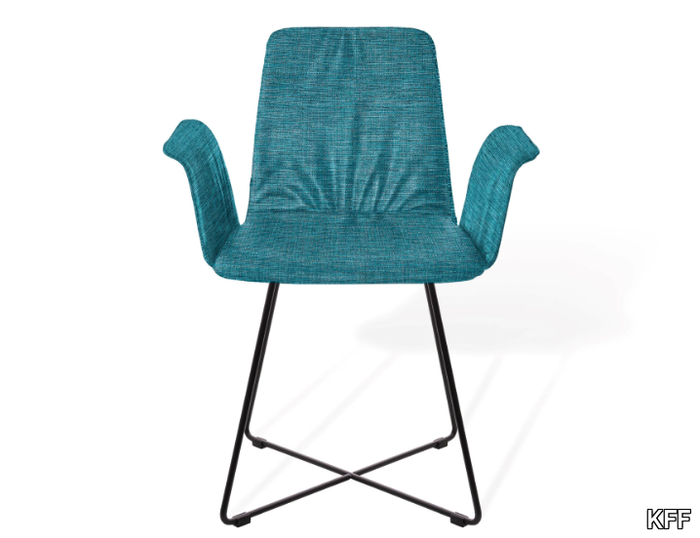 MAVERICK CASUAL - Upholstered chair with armrests and metal cross base _ KFF