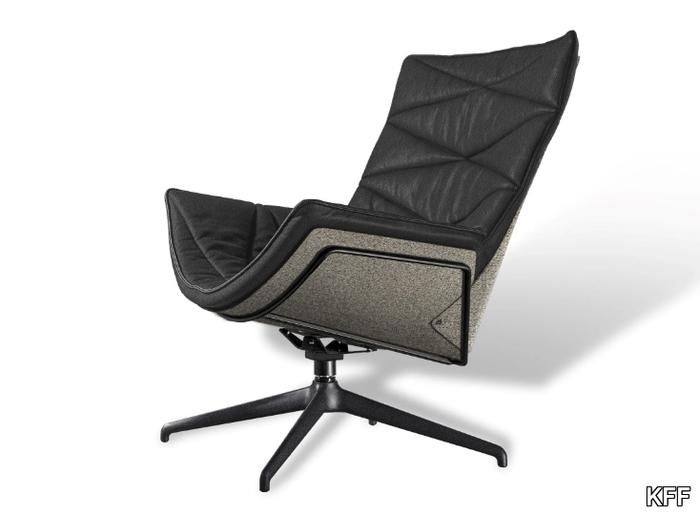 NEST PURE LOUNGE - Swivel armchair with armrests with 4-spoke base _ KFF