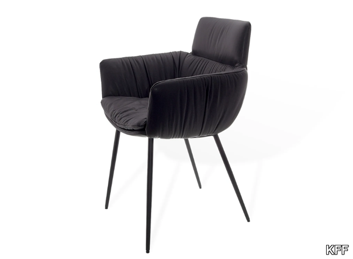 FAYE CASUAL - Side chair with armrests and 4-leg-metal-frame conical _ KFF