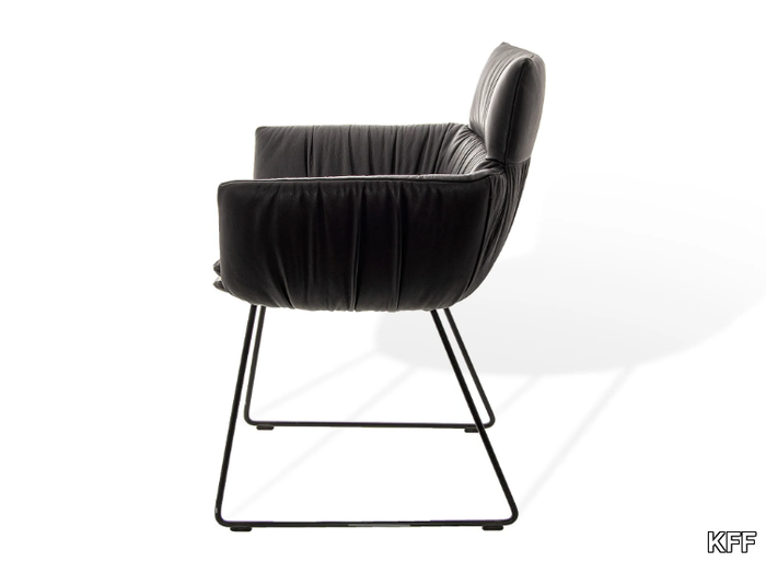 FAYE CASUAL - Side chair with armrests and tubular steel skid frame _ KFF