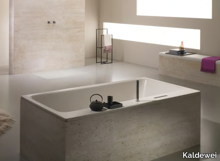 ASYMMETRIC DUO - Rectangular enamelled steel bathtub _ Kaldewei