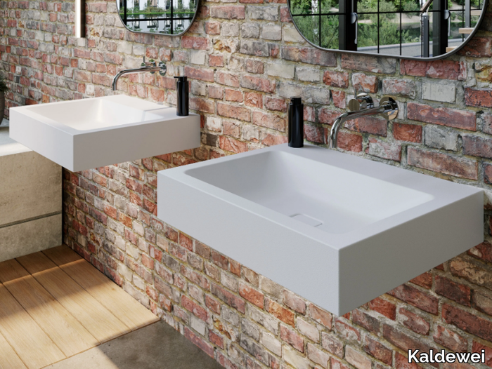 CONO - Wall-mounted rectangular enamelled steel washbasin _ Kaldewei