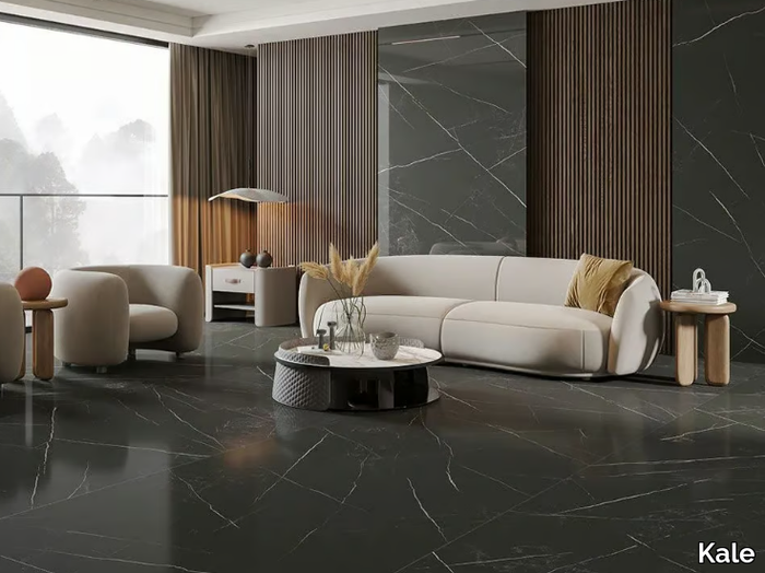 PIETRA NERO - Porcelain stoneware wall/floor tiles with marble effect _ Kale