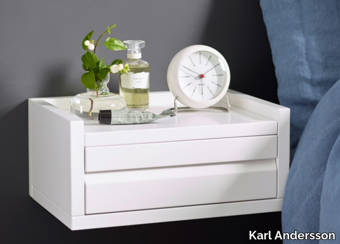 1KM DISPLAY - Rectangular wall-mounted bedside table with drawers _ Karl Andersson