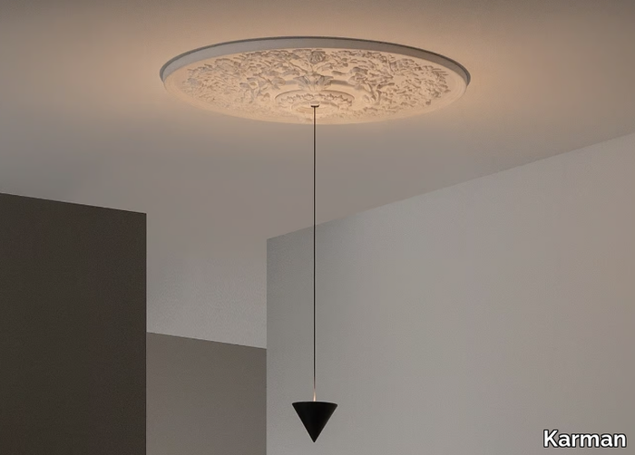 MOONBLOOM - LED plaster and aluminium pendant lamp _ Karman