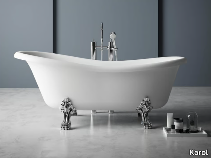 OXFORD - Freestanding oval Kstone bathtub on legs _ Karol