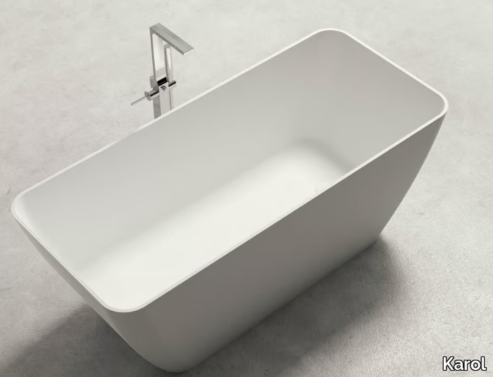 BAHIA - Freestanding rectangular Kstone bathtub _ Karol