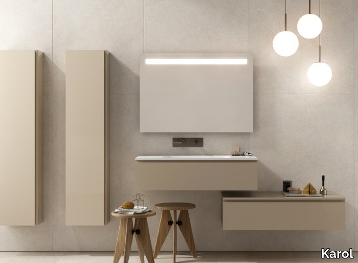 SIGNATURE 04 - Single wall-mounted vanity unit with cabinets _ Karol