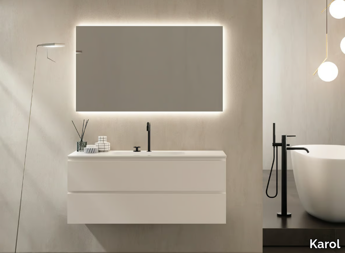 SIGNATURE 07 - Single wall-mounted vanity unit with mirror _ Karol