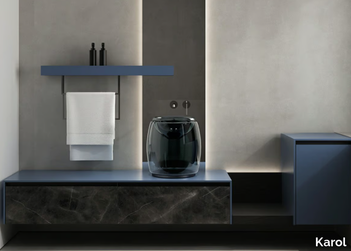 TOSCA 05 - Single wall-mounted vanity unit with integrated washbasin _ Karol