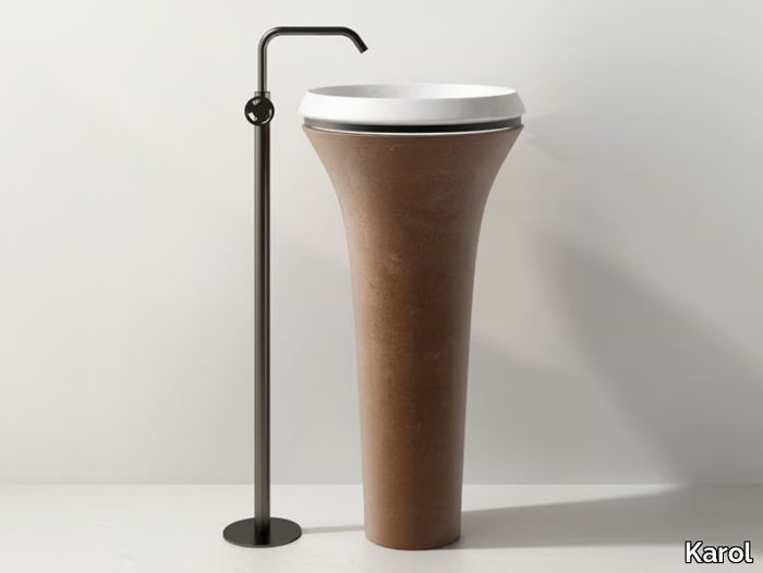 TOSCA - Freestanding round single quarry washbasin _ Karol